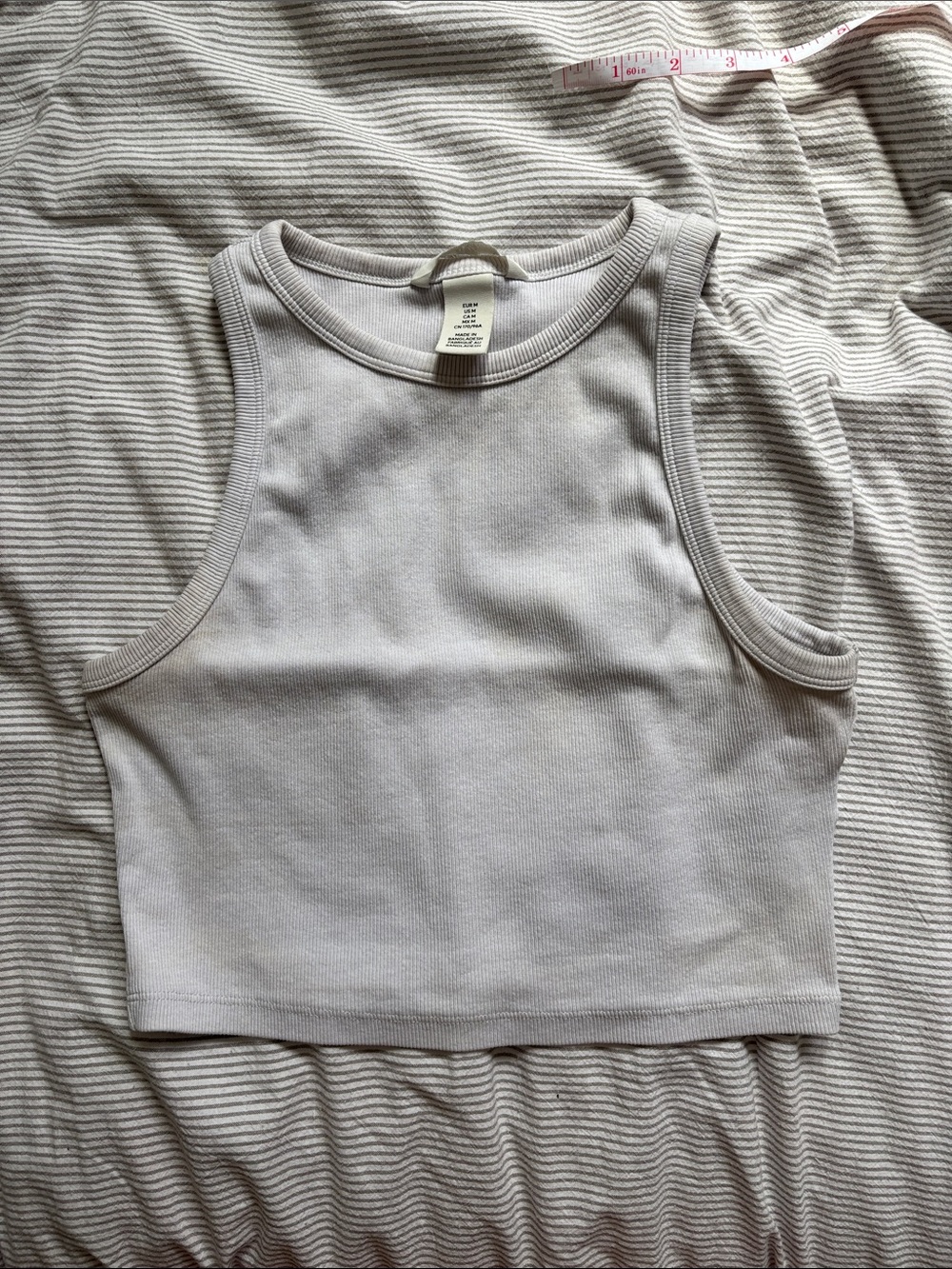 🎁H&M Ribbed Cropped Tank Top in Light Beige (Add on to orders 25$+)